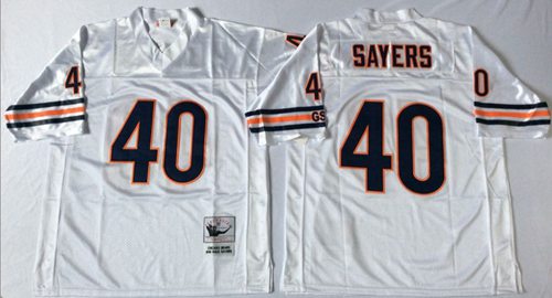 Mitchell&Ness Bears #40 Gale Sayers White Small No. Throwback Stitched NFL Jersey - Click Image to Close